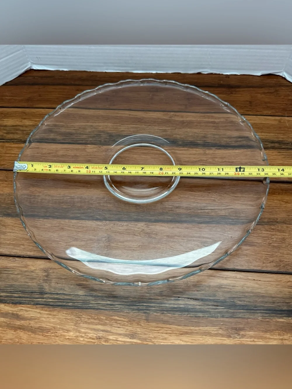Mid Century Clear Glass Serving Platter Tray 13.5